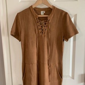 Paper Crane Tan Suede Mini dress/ NWT/ Size Medium